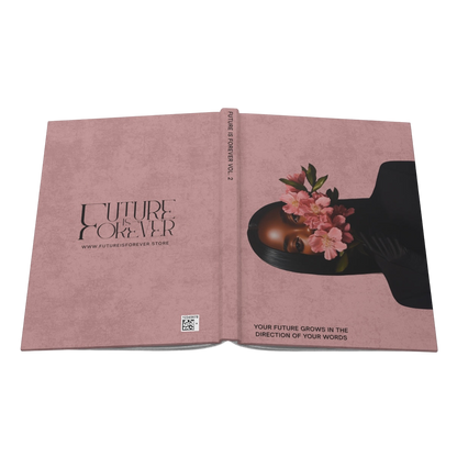 Future Is Forever soft pink journal featuring floral illustration and inspirational quote on the back cover